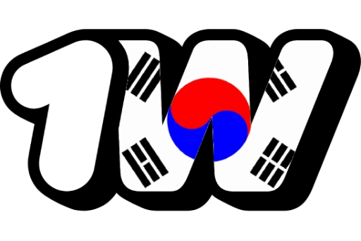 1win logo with South Korean flag integrated into the letter W